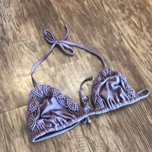 Purple Silk Embroidery Bikini Top